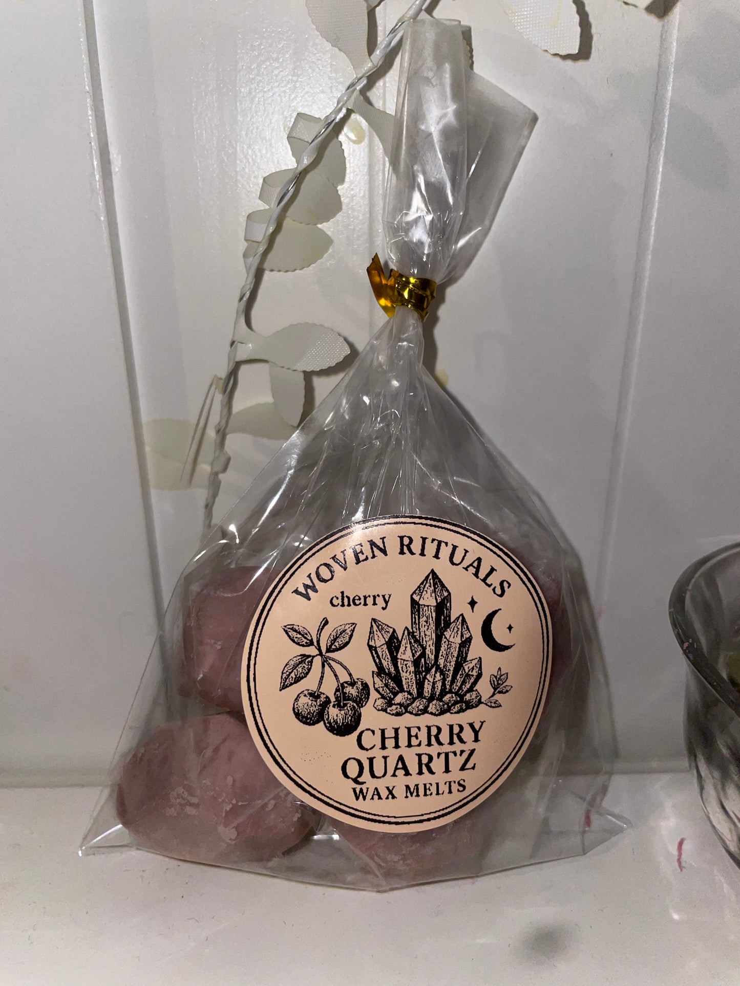 Cherry quartz crystal wax melts
